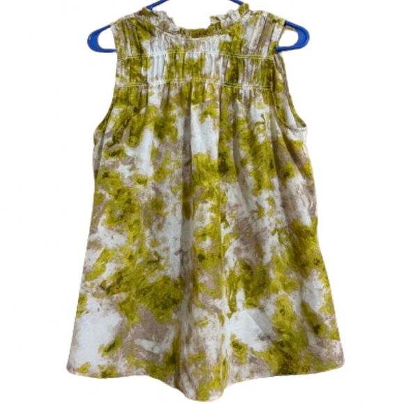 Joie Women’s Green Porcelain Smocked Neck Abstract Print Shmmer Top Sz-XS/S - Picture 2 of 9